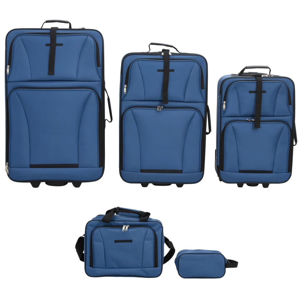 5-delige Kofferset stof blauw is nu te koop bij PeponiXL, paradijselijk wonen!