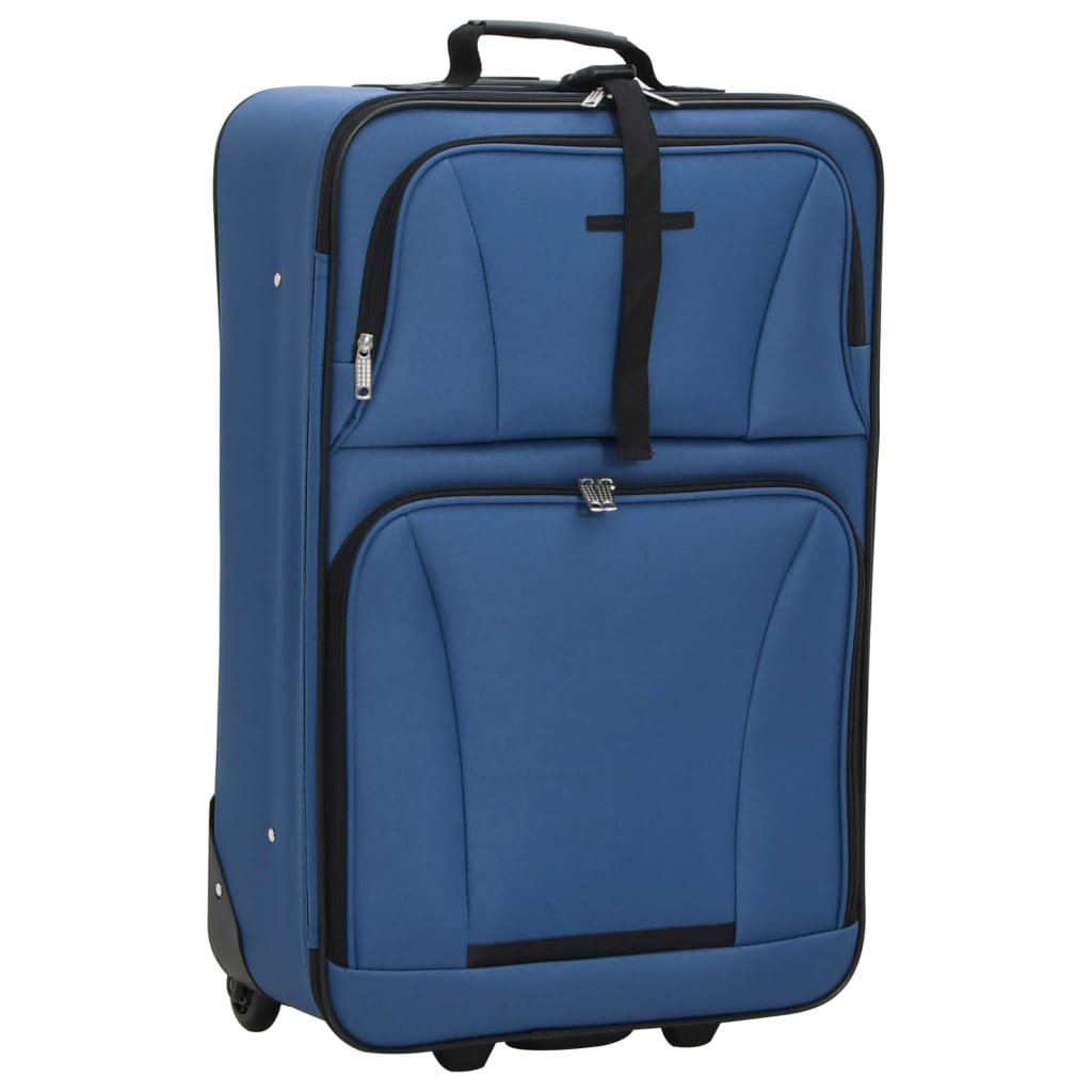5-delige Kofferset stof blauw is nu te koop bij PeponiXL, paradijselijk wonen!