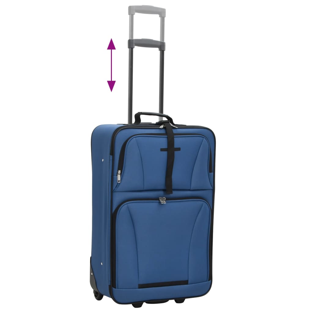 5-delige Kofferset stof blauw is nu te koop bij PeponiXL, paradijselijk wonen!