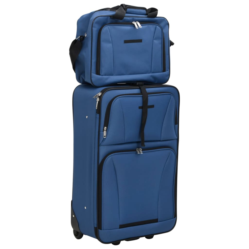 5-delige Kofferset stof blauw is nu te koop bij PeponiXL, paradijselijk wonen!