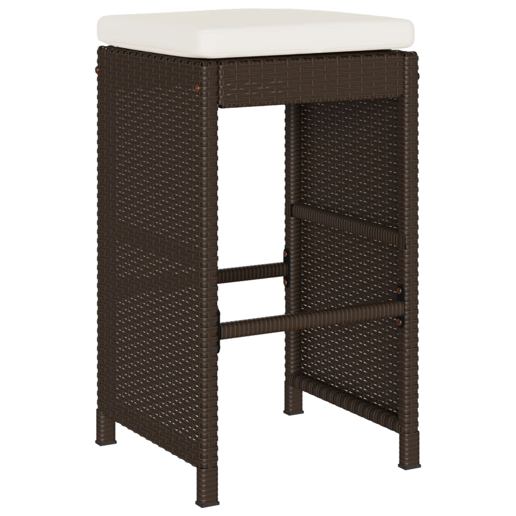 Tuinbarkrukken 2 st met kussens poly rattan bruin is nu te koop bij PeponiXL, paradijselijk wonen!