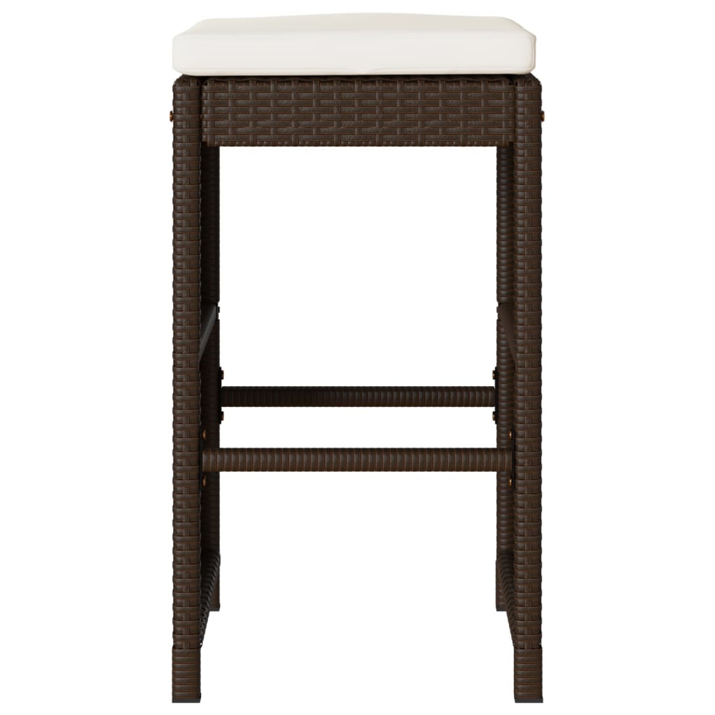 Tuinbarkrukken 2 st met kussens poly rattan bruin is nu te koop bij PeponiXL, paradijselijk wonen!