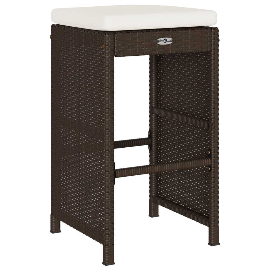 Tuinbarkrukken 2 st met kussens poly rattan bruin is nu te koop bij PeponiXL, paradijselijk wonen!