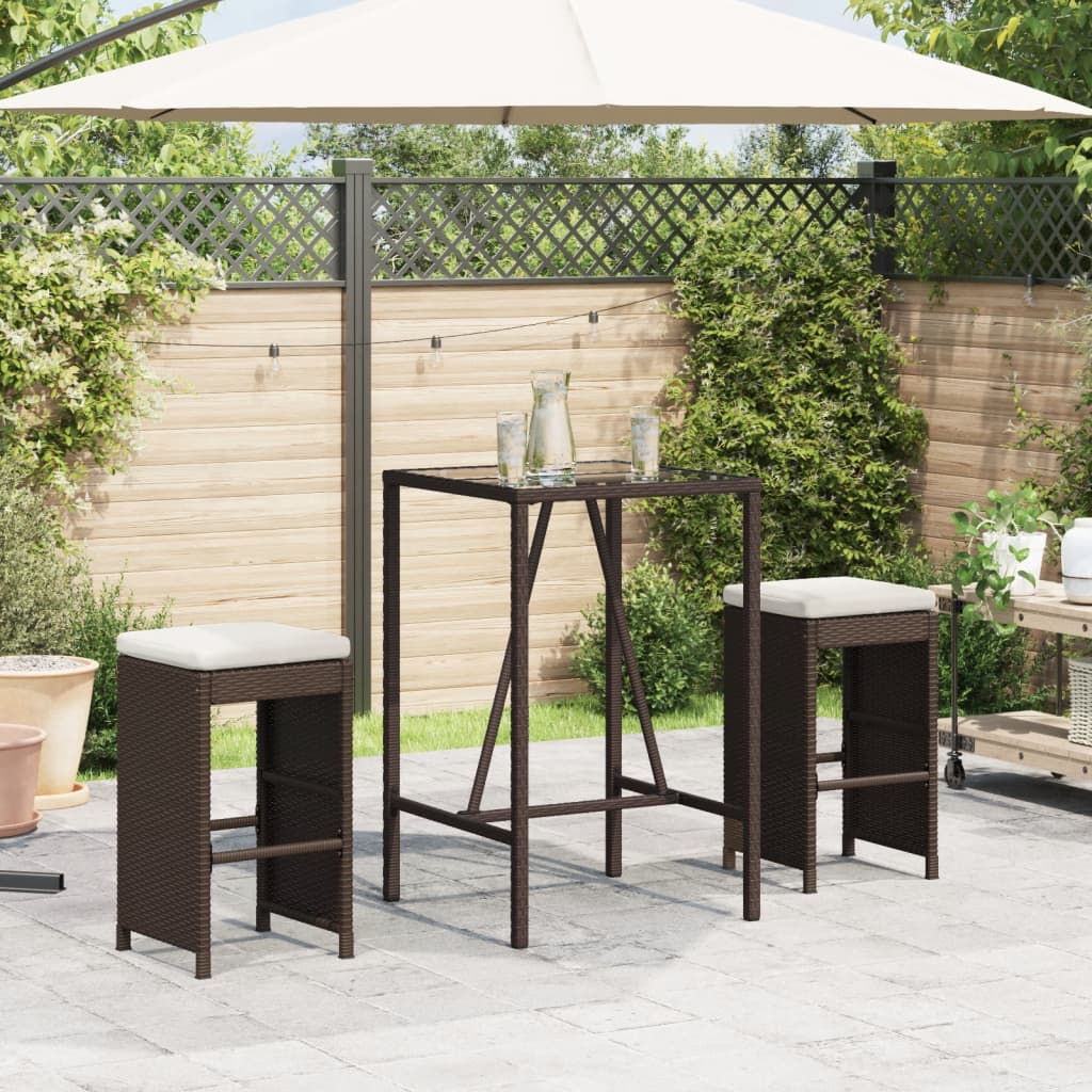 Tuinbarkrukken 2 st met kussens poly rattan bruin is nu te koop bij PeponiXL, paradijselijk wonen!