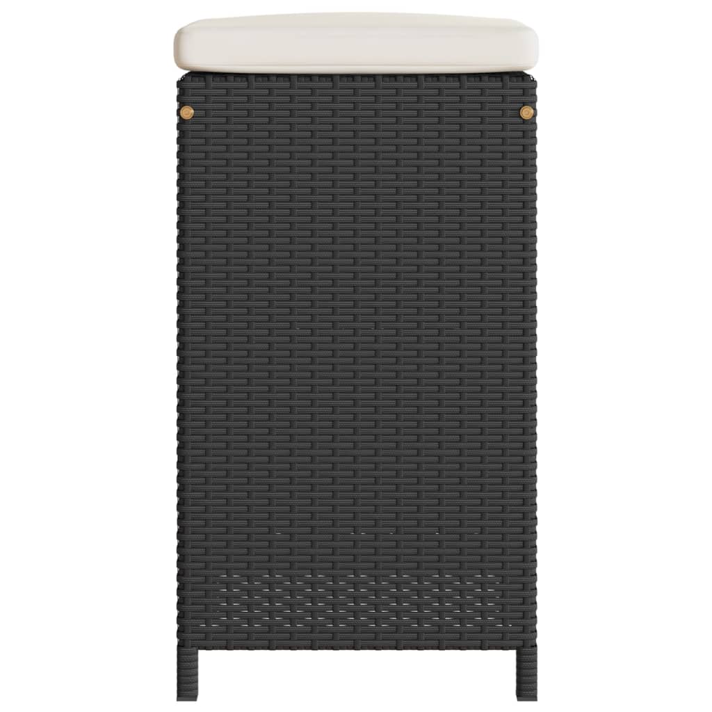 Tuinbarkrukken met kussens 2 st poly rattan zwart is nu te koop bij PeponiXL, paradijselijk wonen!