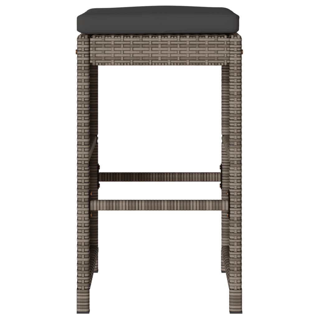 Tuinbarkrukken met kussens 2 st poly rattan grijs is nu te koop bij PeponiXL, paradijselijk wonen!