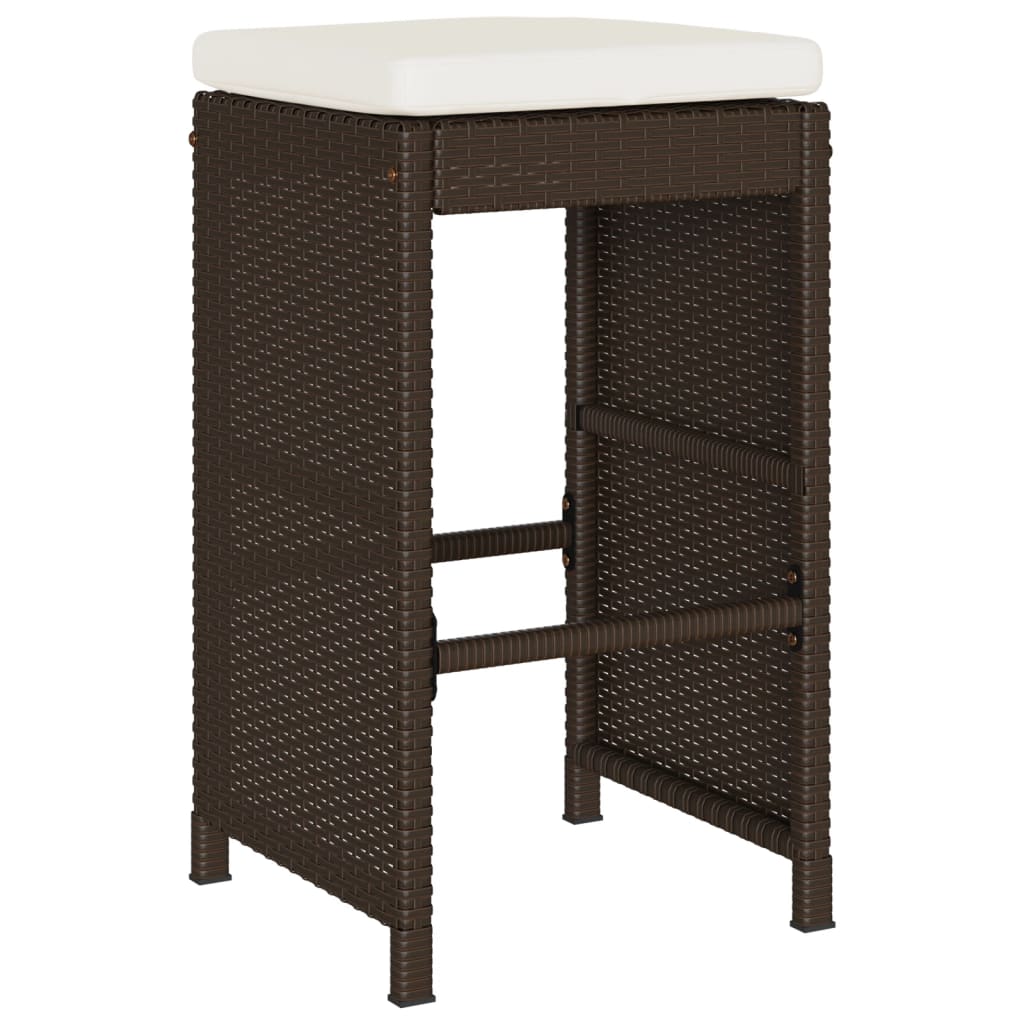 Tuinbarkrukken met kussens 4 st poly rattan bruin is nu te koop bij PeponiXL, paradijselijk wonen!
