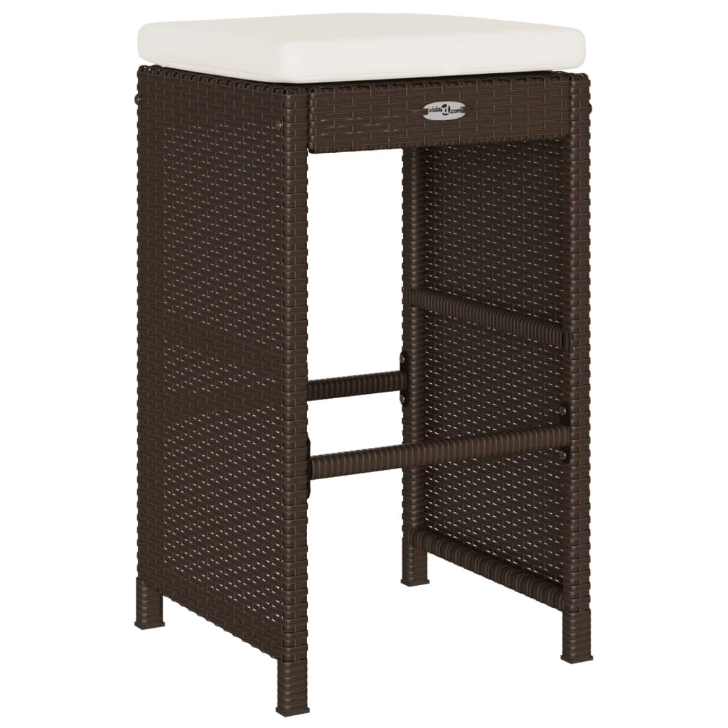 Tuinbarkrukken met kussens 4 st poly rattan bruin is nu te koop bij PeponiXL, paradijselijk wonen!