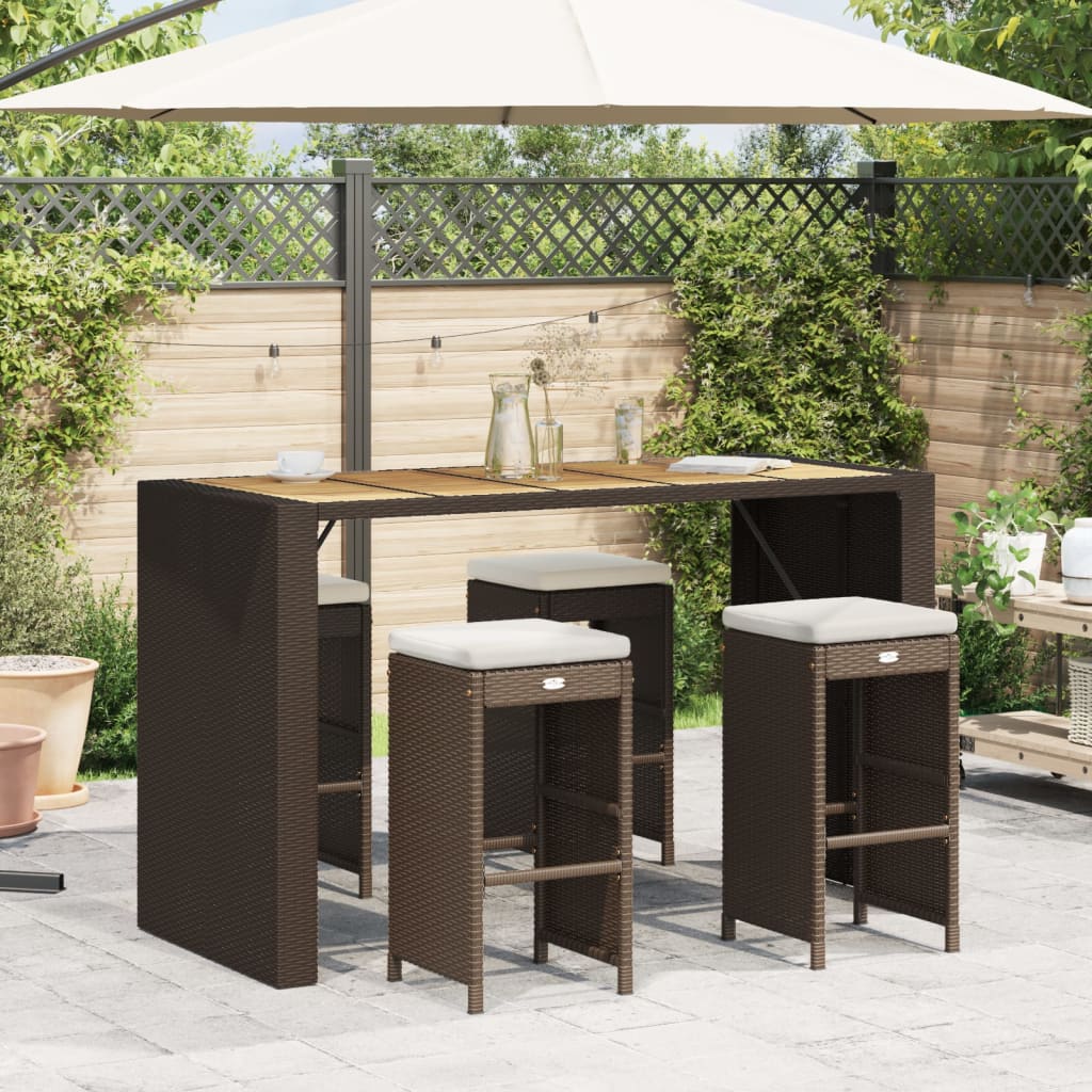 Tuinbarkrukken met kussens 4 st poly rattan bruin is nu te koop bij PeponiXL, paradijselijk wonen!