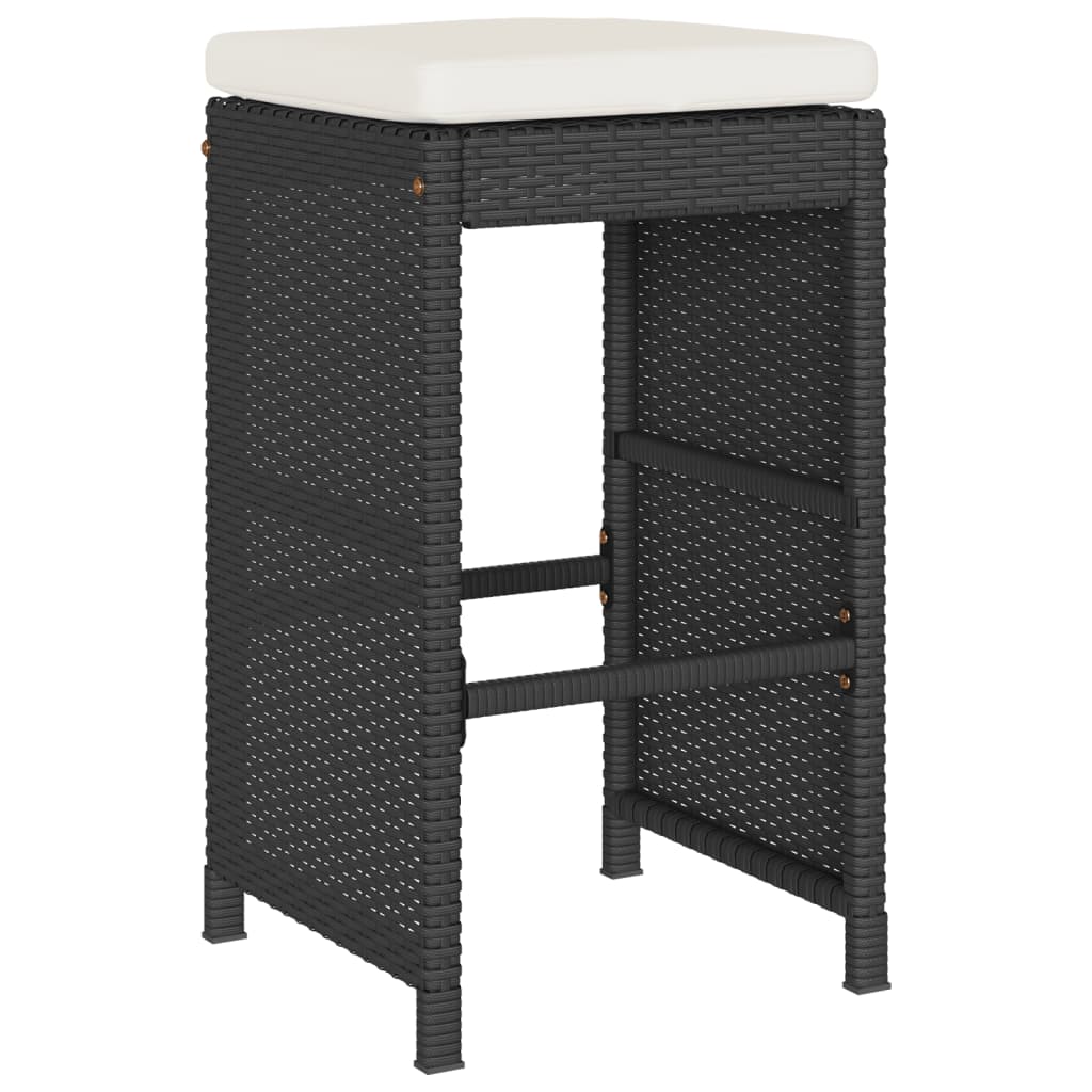 Tuinbarkrukken met kussens 4 st poly rattan zwart is nu te koop bij PeponiXL, paradijselijk wonen!