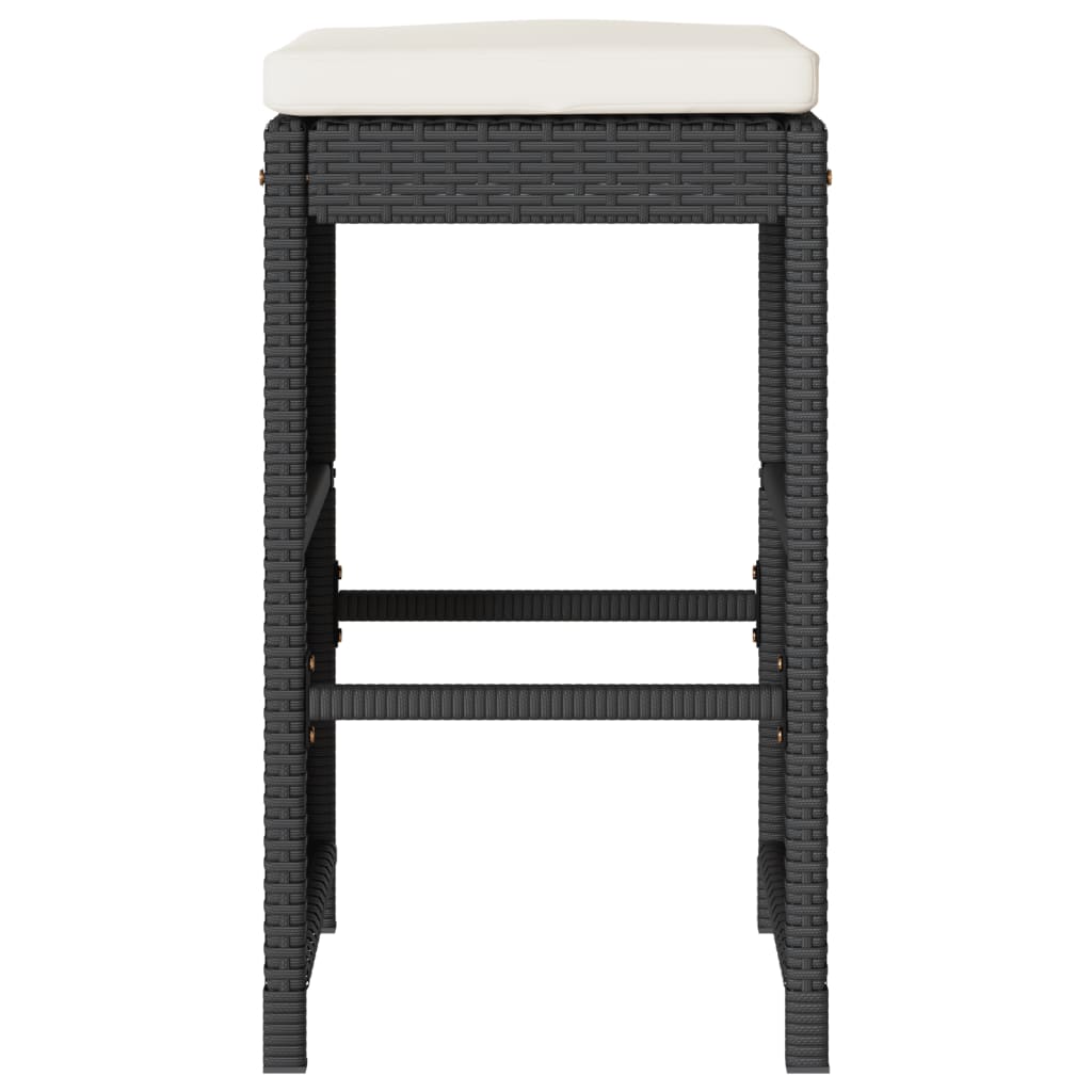 Tuinbarkrukken met kussens 4 st poly rattan zwart is nu te koop bij PeponiXL, paradijselijk wonen!