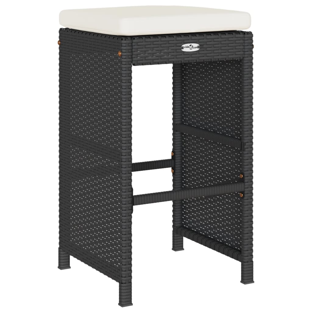 Tuinbarkrukken met kussens 4 st poly rattan zwart is nu te koop bij PeponiXL, paradijselijk wonen!