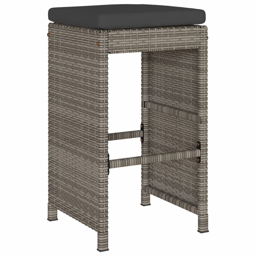 Tuinbarkrukken met kussens 4 st poly rattan grijs is nu te koop bij PeponiXL, paradijselijk wonen!