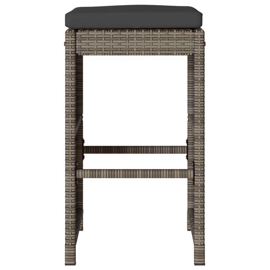 Tuinbarkrukken met kussens 4 st poly rattan grijs is nu te koop bij PeponiXL, paradijselijk wonen!
