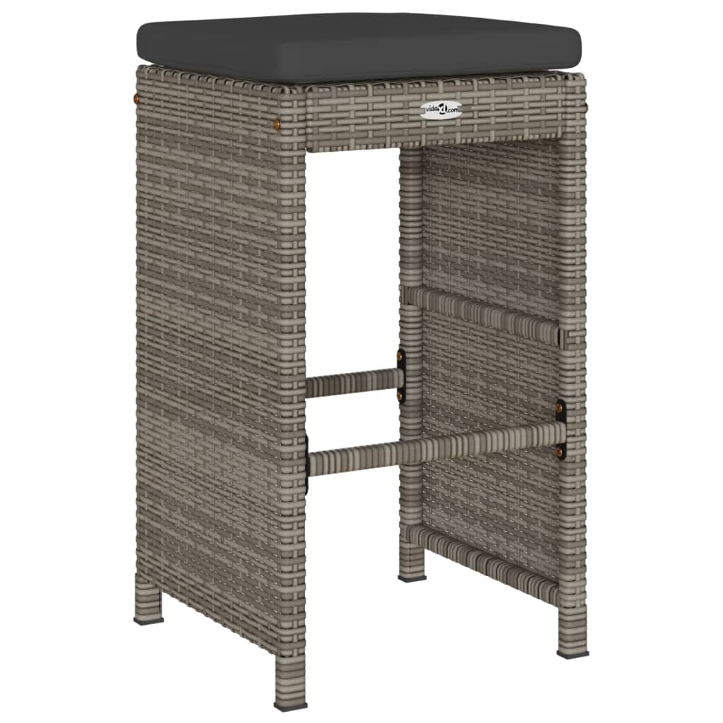 Tuinbarkrukken met kussens 4 st poly rattan grijs is nu te koop bij PeponiXL, paradijselijk wonen!