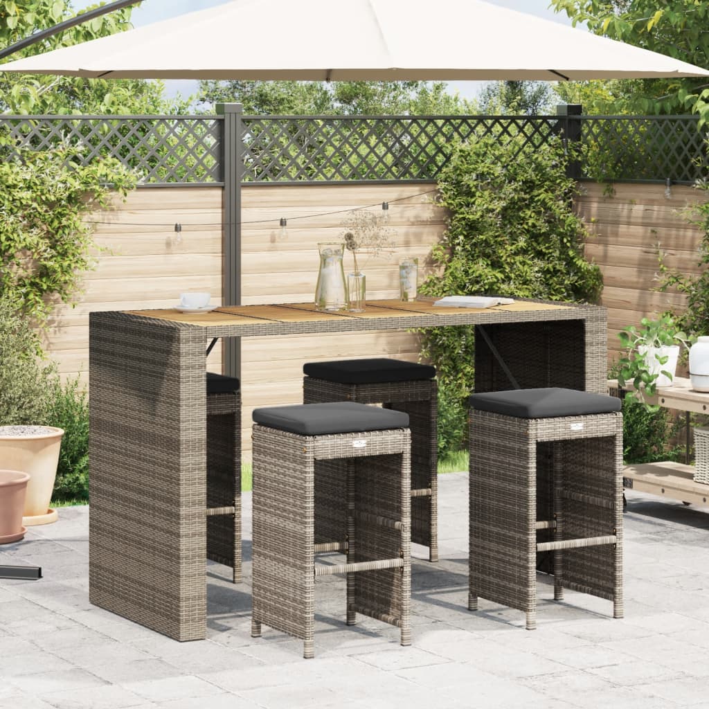 Tuinbarkrukken met kussens 4 st poly rattan grijs is nu te koop bij PeponiXL, paradijselijk wonen!