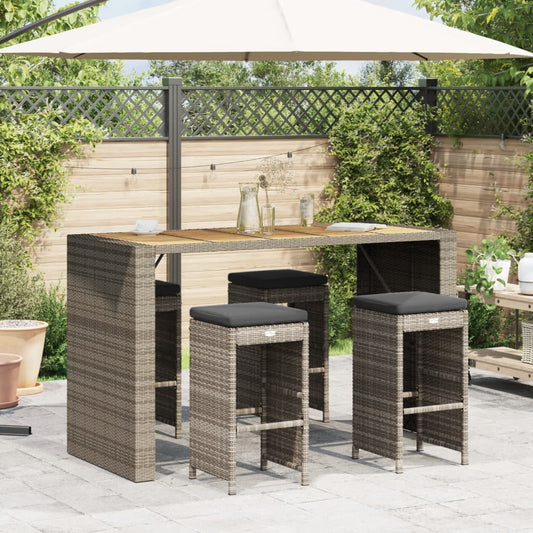 Tuinbarkrukken met kussens 4 st poly rattan grijs is nu te koop bij PeponiXL, paradijselijk wonen!