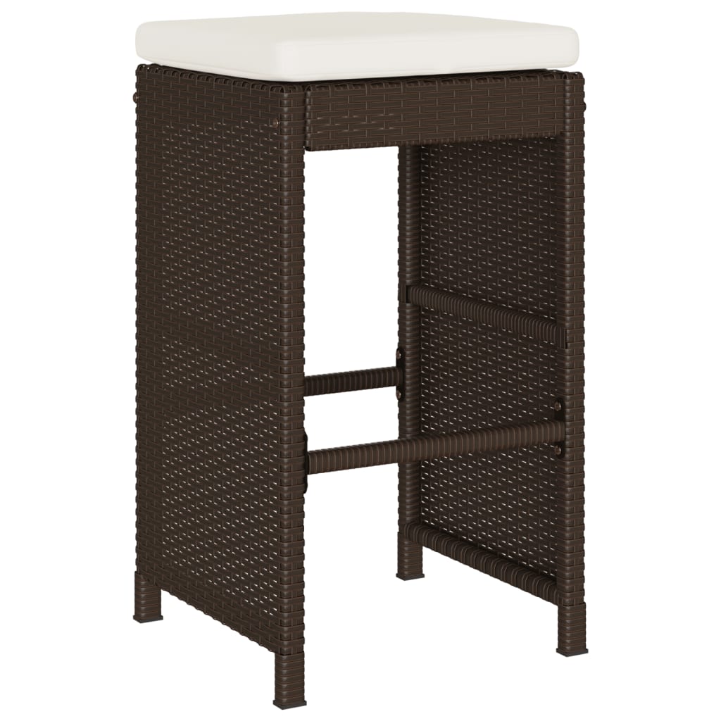 Tuinbarkrukken 6 st met kussens poly rattan bruin is nu te koop bij PeponiXL, paradijselijk wonen!