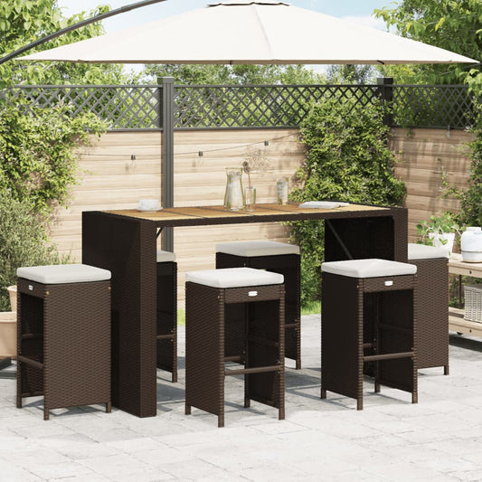 Tuinbarkrukken 6 st met kussens poly rattan bruin is nu te koop bij PeponiXL, paradijselijk wonen!
