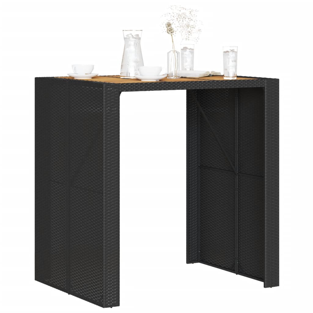 Tuinbartafel acaciahouten blad 105x80x110 cm poly rattan zwart is nu te koop bij PeponiXL, paradijselijk wonen!