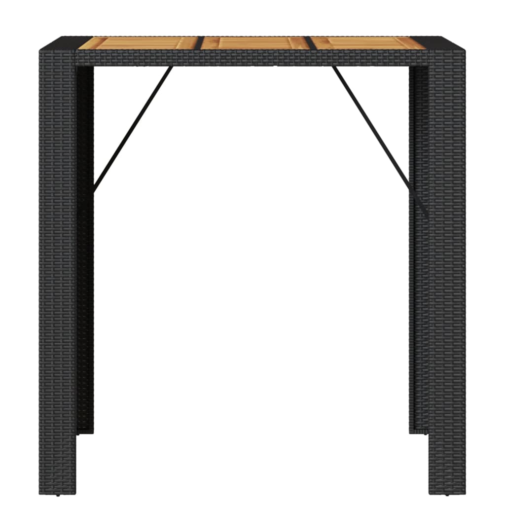 Tuinbartafel acaciahouten blad 105x80x110 cm poly rattan zwart is nu te koop bij PeponiXL, paradijselijk wonen!