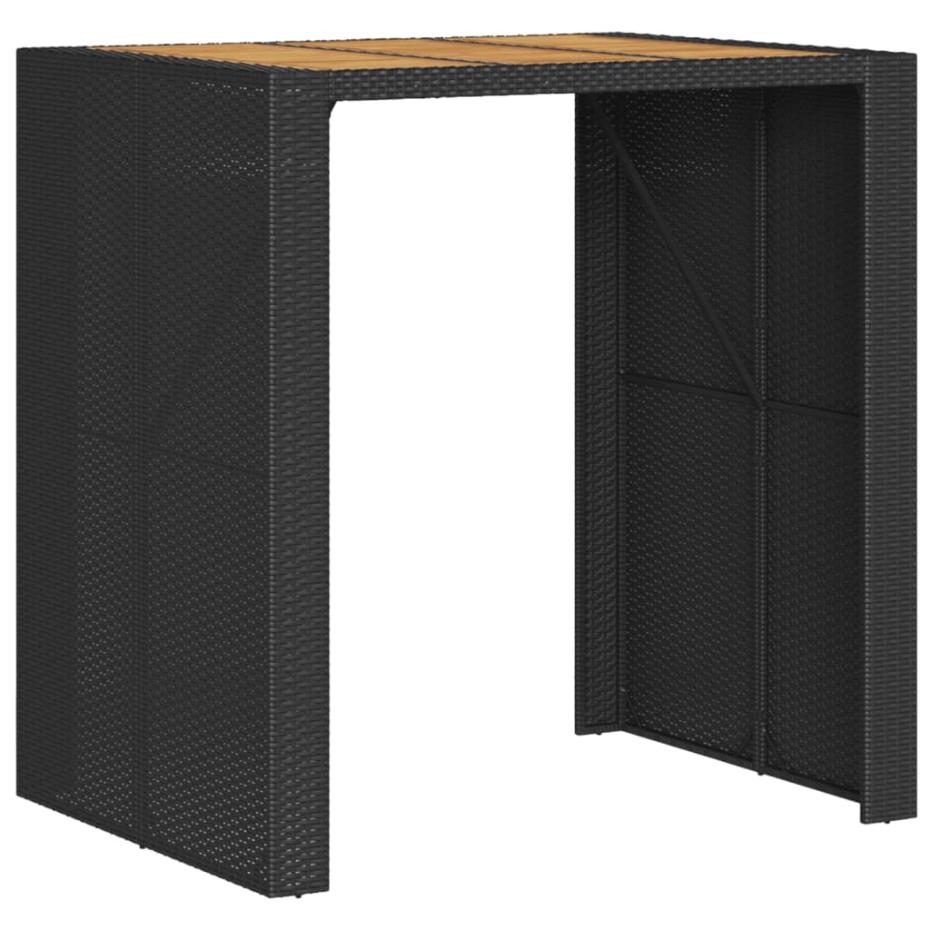 Tuinbartafel acaciahouten blad 105x80x110 cm poly rattan zwart is nu te koop bij PeponiXL, paradijselijk wonen!