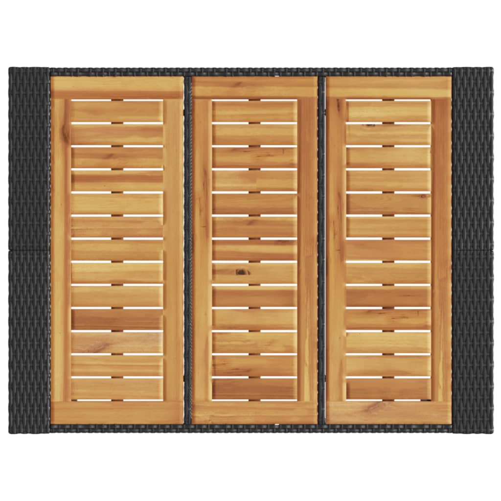 Tuinbartafel acaciahouten blad 105x80x110 cm poly rattan zwart is nu te koop bij PeponiXL, paradijselijk wonen!