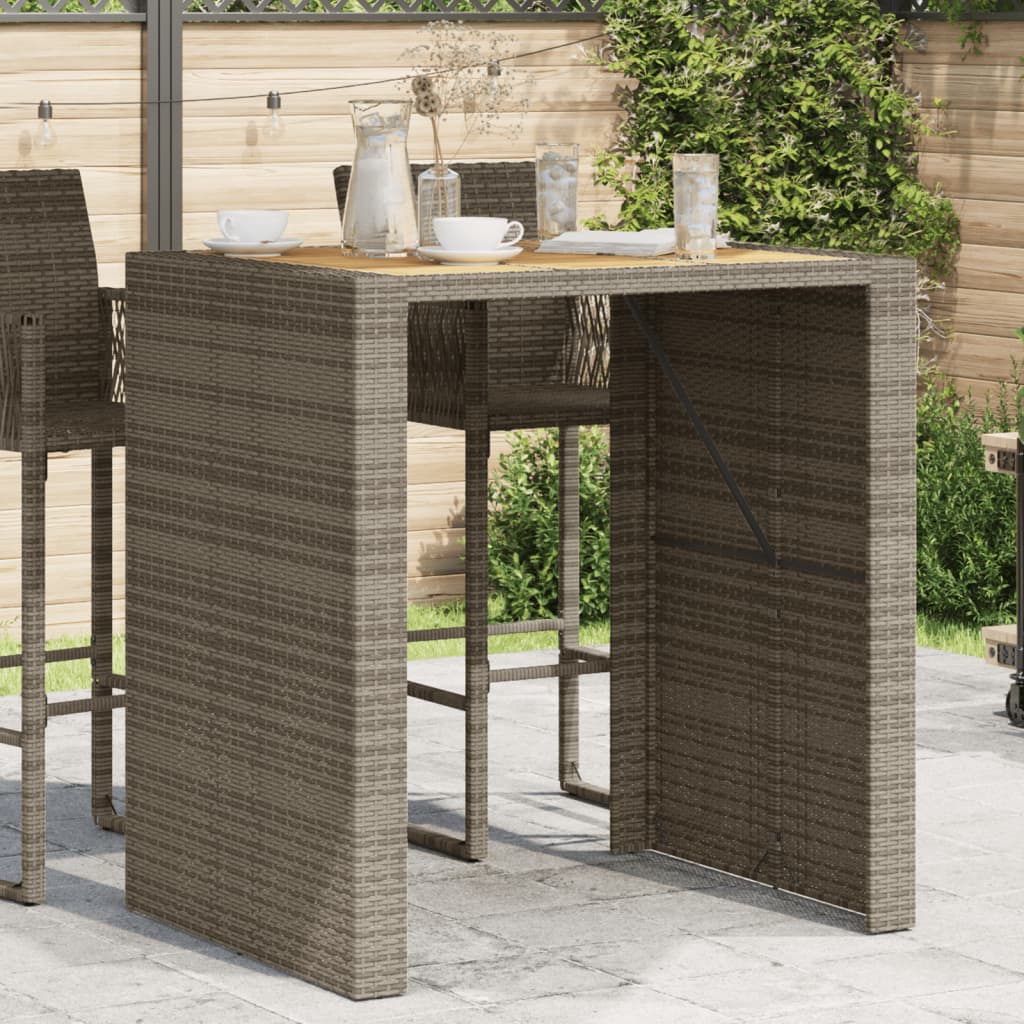 Tuinbartafel acaciahouten blad 105x80x110 cm poly rattan grijs is nu te koop bij PeponiXL, paradijselijk wonen!