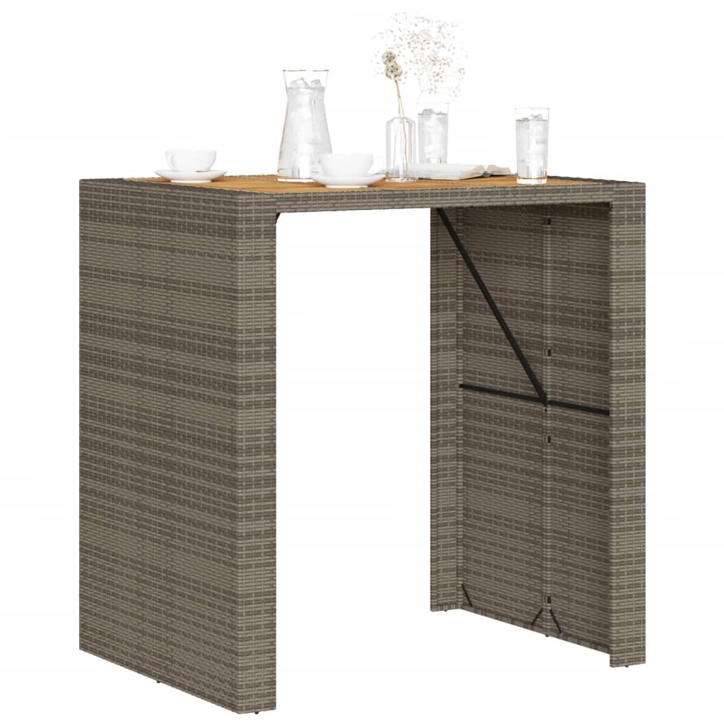 Tuinbartafel acaciahouten blad 105x80x110 cm poly rattan grijs is nu te koop bij PeponiXL, paradijselijk wonen!