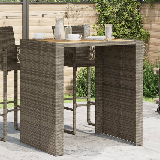 Tuinbartafel acaciahouten blad 105x80x110 cm poly rattan grijs is nu te koop bij PeponiXL, paradijselijk wonen!