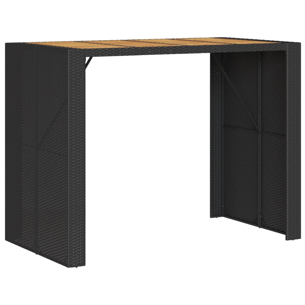 Tuinbartafel acaciahouten blad 145x80x110 cm poly rattan zwart is nu te koop bij PeponiXL, paradijselijk wonen!