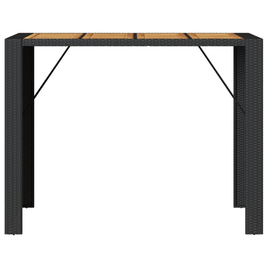 Tuinbartafel acaciahouten blad 145x80x110 cm poly rattan zwart is nu te koop bij PeponiXL, paradijselijk wonen!