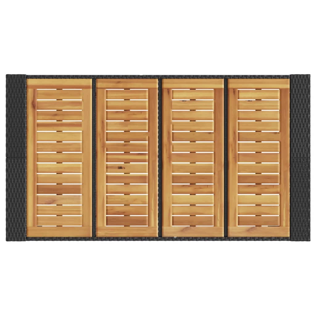 Tuinbartafel acaciahouten blad 145x80x110 cm poly rattan zwart is nu te koop bij PeponiXL, paradijselijk wonen!