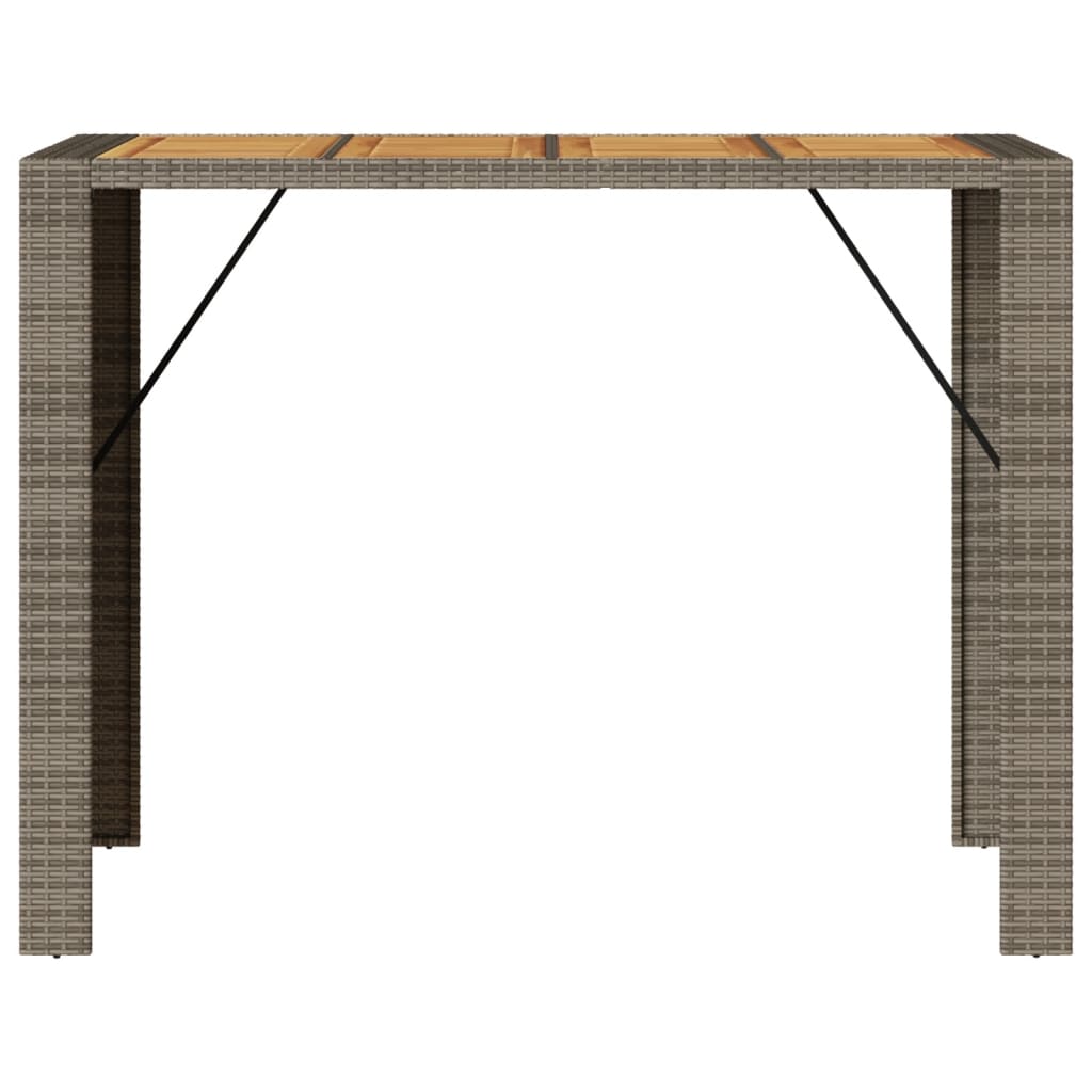 Tuinbartafel acaciahouten blad 145x80x110 cm poly rattan grijs