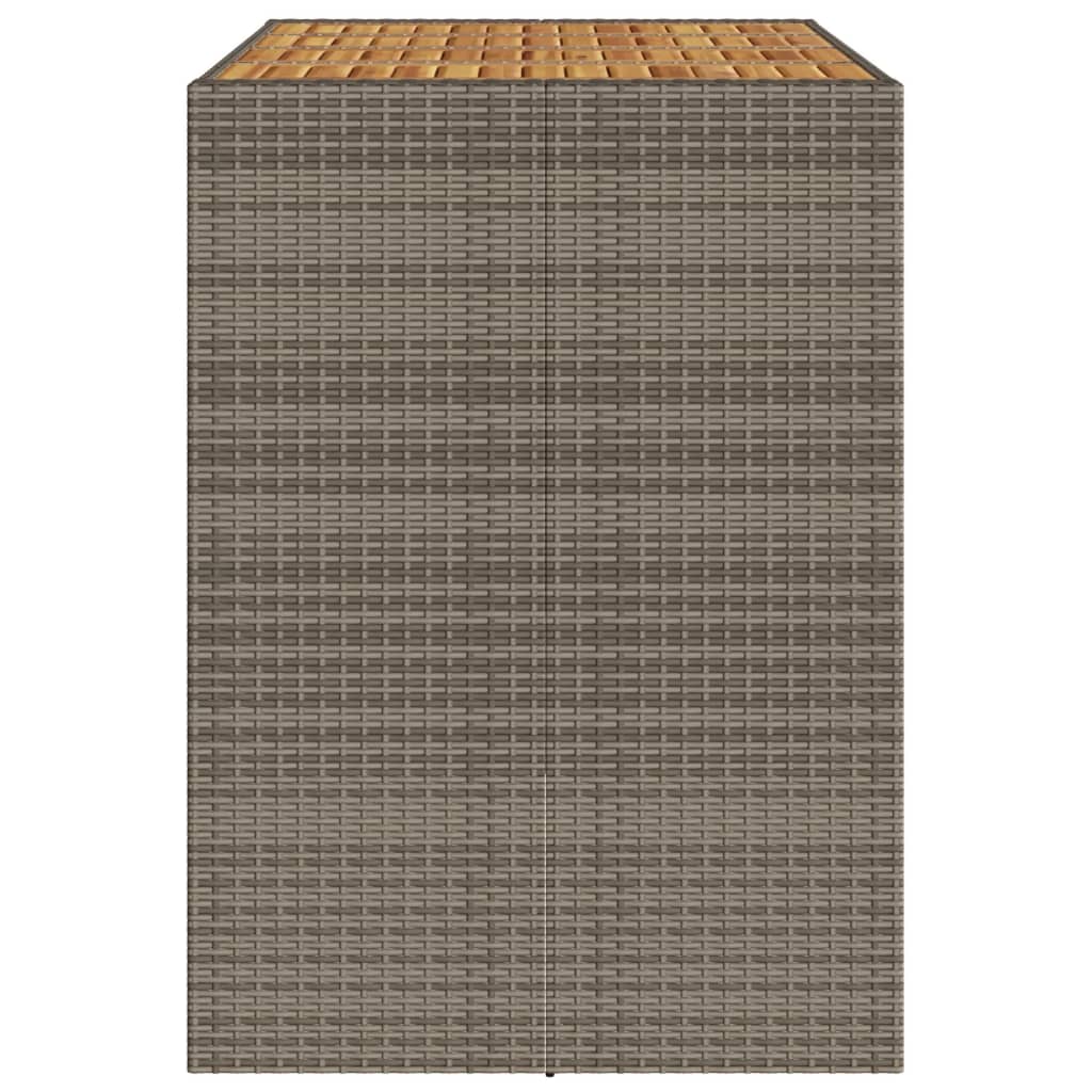 Tuinbartafel acaciahouten blad 145x80x110 cm poly rattan grijs