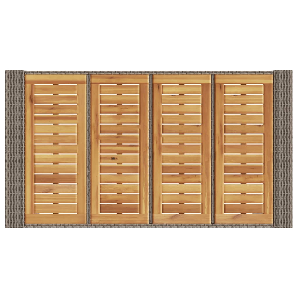 Tuinbartafel acaciahouten blad 145x80x110 cm poly rattan grijs