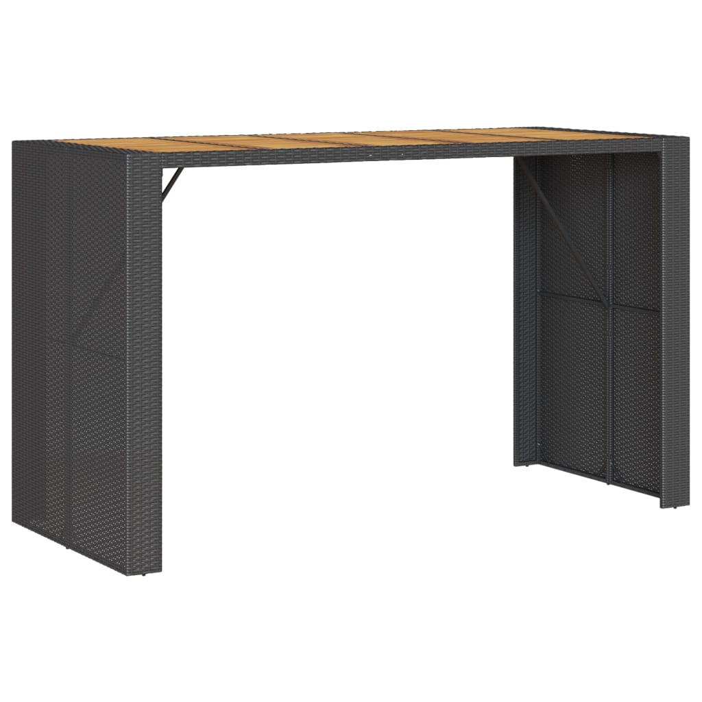 Tuinbartafel acaciahouten blad 185x80x110 cm poly rattan zwart is nu te koop bij PeponiXL, paradijselijk wonen!