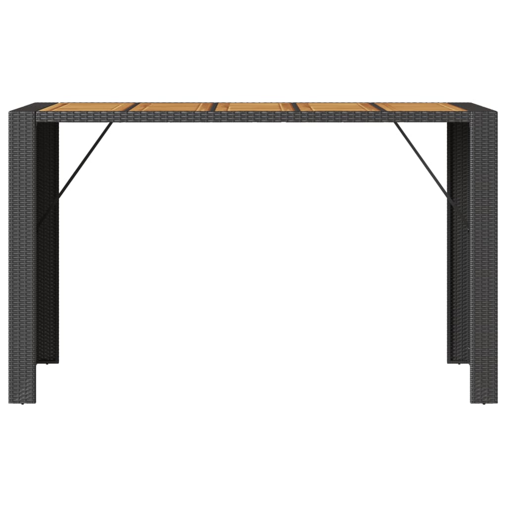 Tuinbartafel acaciahouten blad 185x80x110 cm poly rattan zwart is nu te koop bij PeponiXL, paradijselijk wonen!