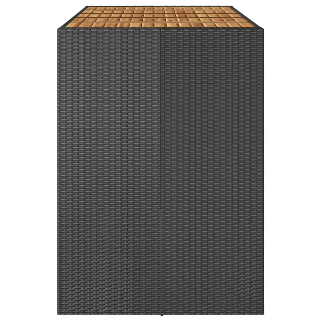 Tuinbartafel acaciahouten blad 185x80x110 cm poly rattan zwart is nu te koop bij PeponiXL, paradijselijk wonen!