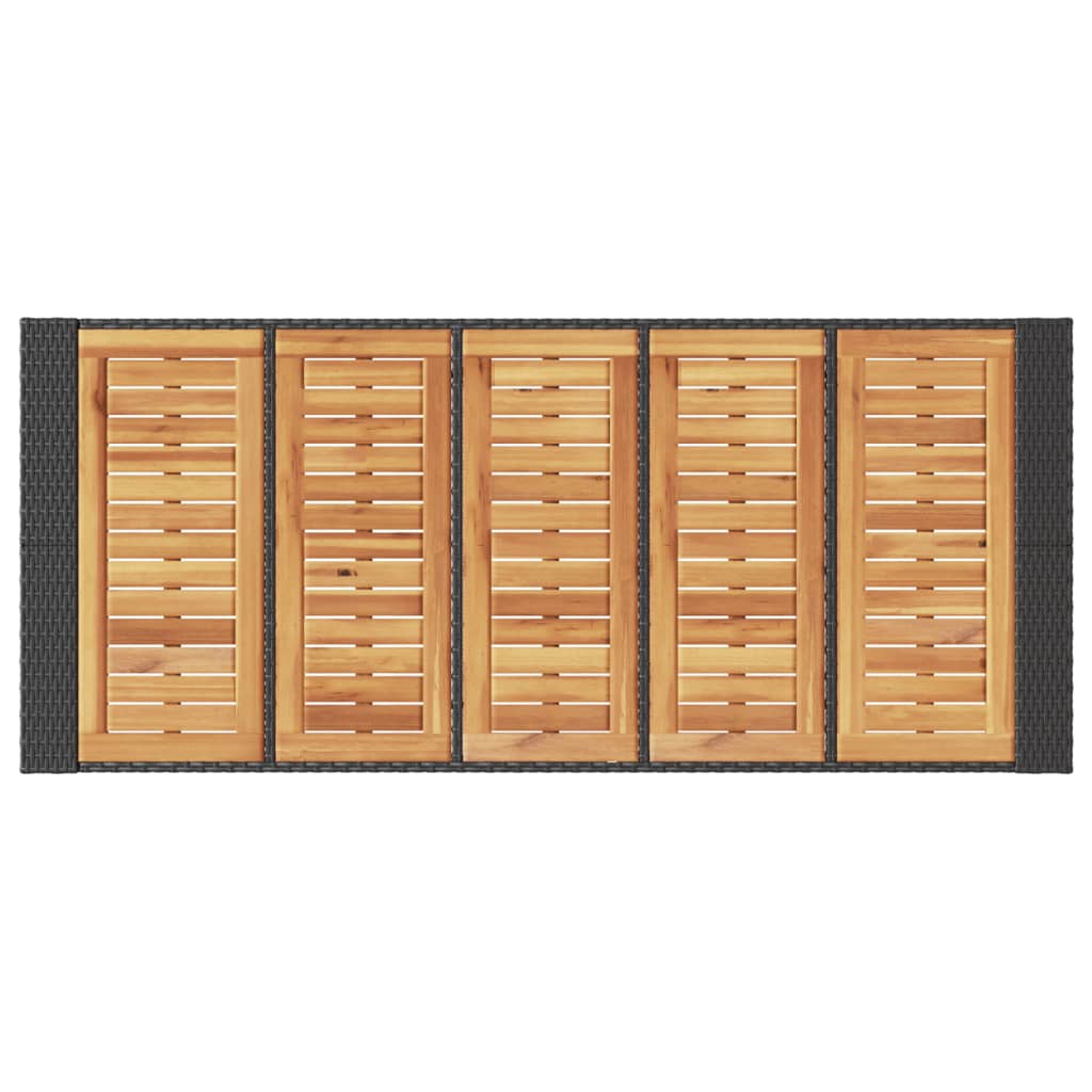 Tuinbartafel acaciahouten blad 185x80x110 cm poly rattan zwart is nu te koop bij PeponiXL, paradijselijk wonen!