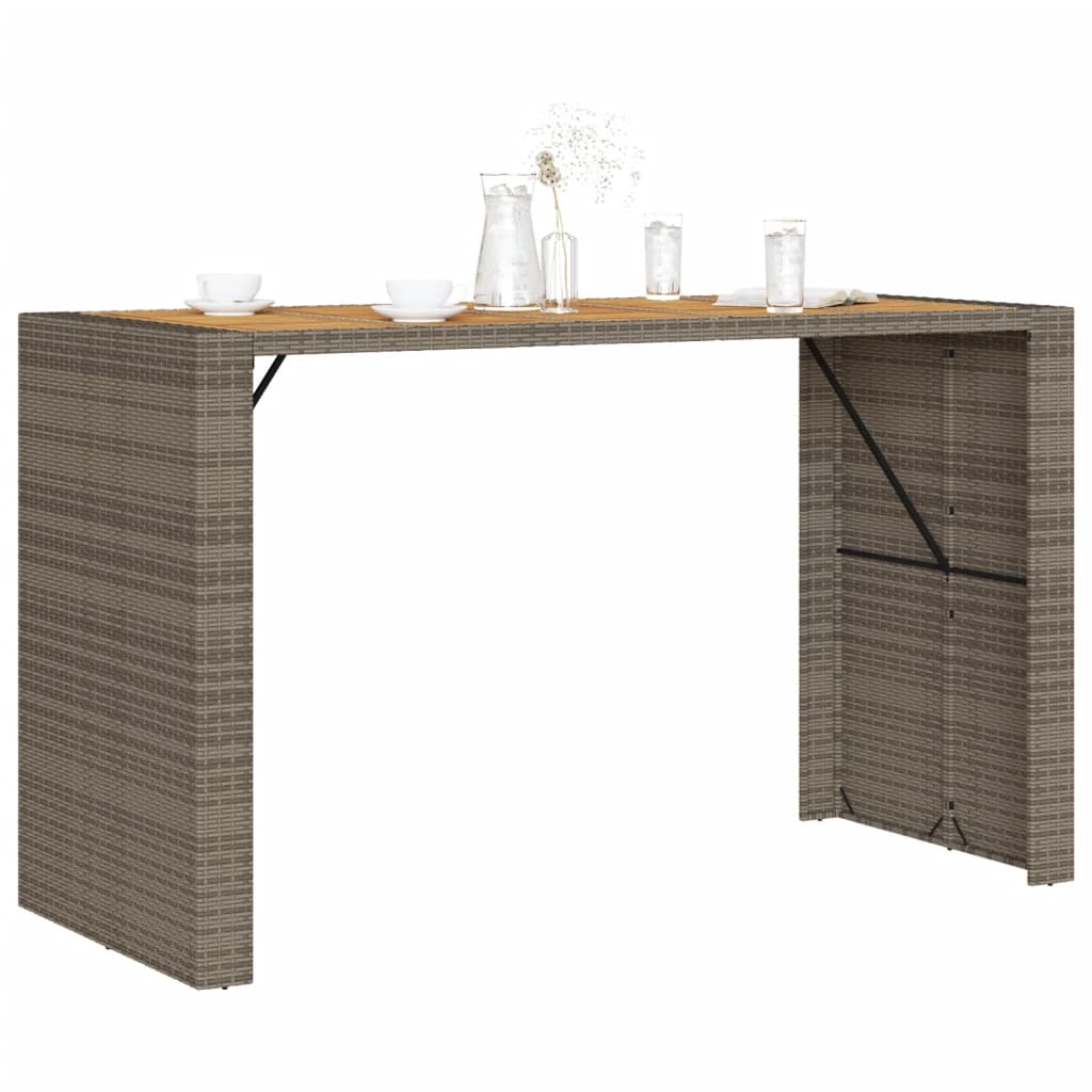 Tuinbartafel acaciahouten blad 185x80x110 cm poly rattan grijs is nu te koop bij PeponiXL, paradijselijk wonen!