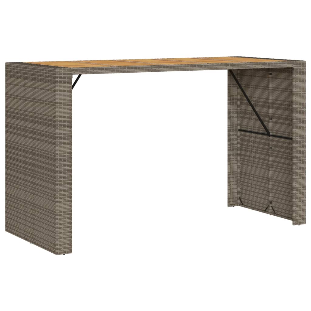 Tuinbartafel acaciahouten blad 185x80x110 cm poly rattan grijs is nu te koop bij PeponiXL, paradijselijk wonen!