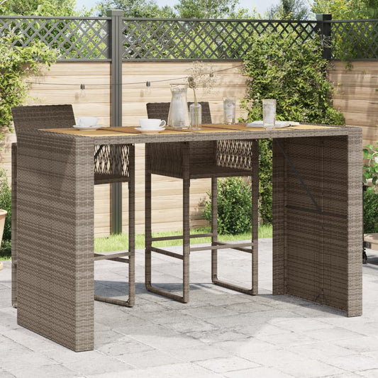 Tuinbartafel acaciahouten blad 185x80x110 cm poly rattan grijs is nu te koop bij PeponiXL, paradijselijk wonen!