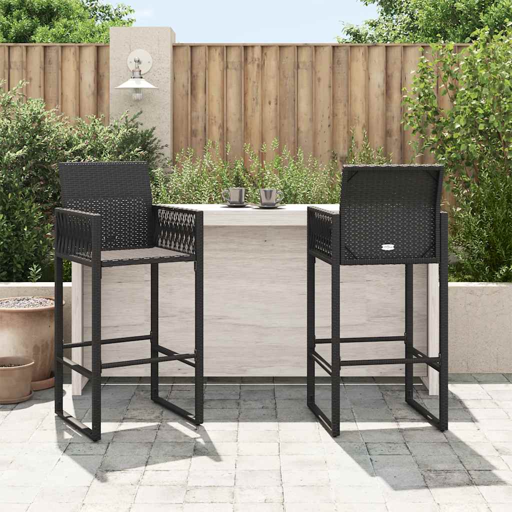 Tuinbarkrukken 2 st poly rattan zwart is nu te koop bij PeponiXL, paradijselijk wonen!