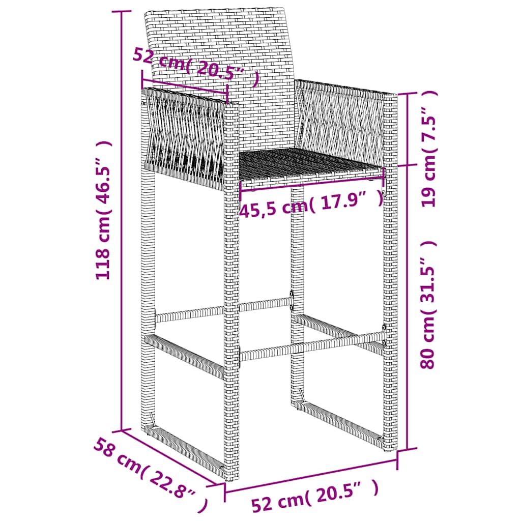 Tuinbarkrukken 2 st poly rattan zwart is nu te koop bij PeponiXL, paradijselijk wonen!