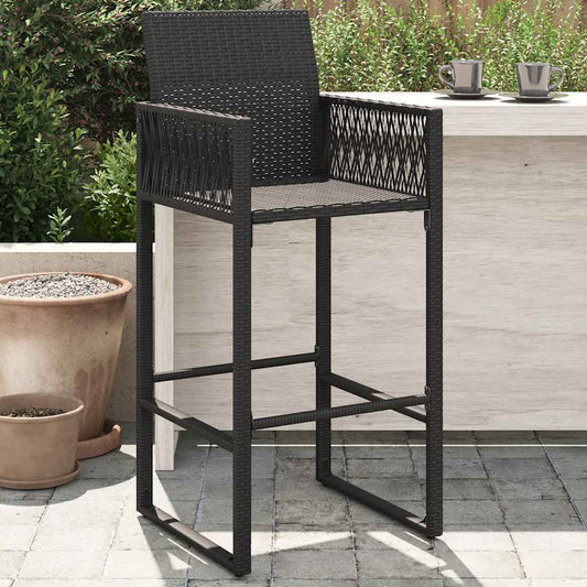 Tuinbarkrukken 2 st poly rattan zwart is nu te koop bij PeponiXL, paradijselijk wonen!