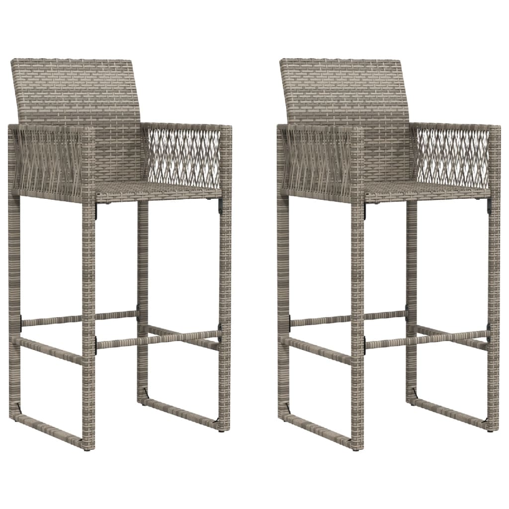 Tuinbarkrukken 2 st poly rattan grijs is nu te koop bij PeponiXL, paradijselijk wonen!