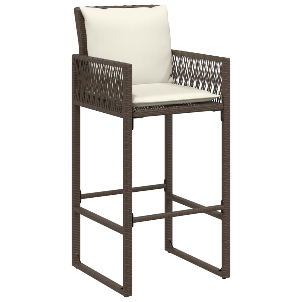 Tuinbarkrukken 2 st met kussens poly rattan bruin is nu te koop bij PeponiXL, paradijselijk wonen!