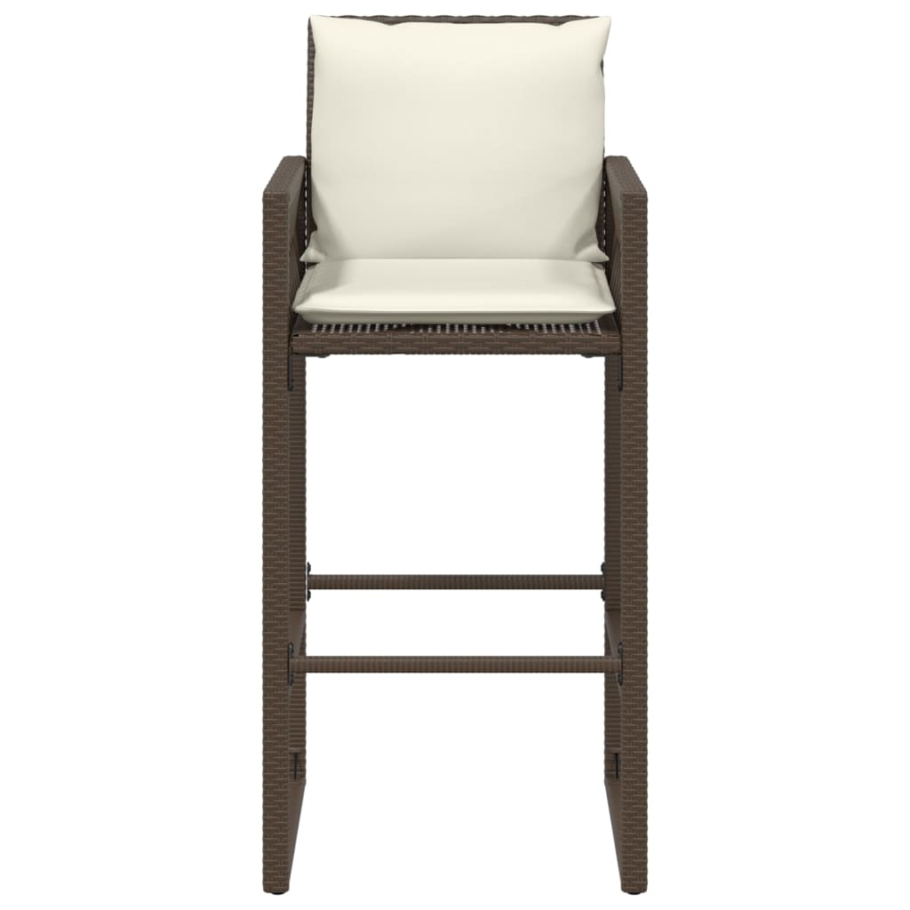 Tuinbarkrukken 2 st met kussens poly rattan bruin is nu te koop bij PeponiXL, paradijselijk wonen!