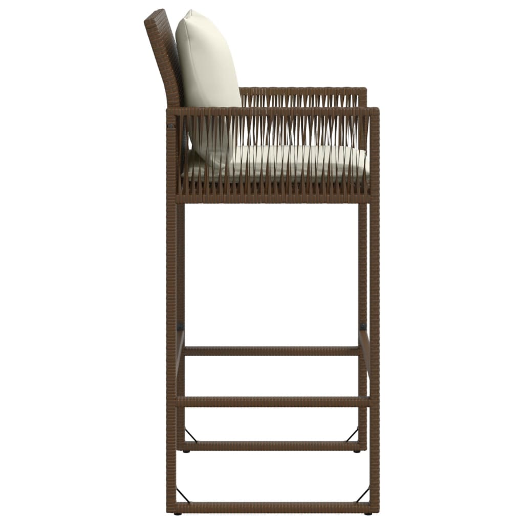 Tuinbarkrukken 2 st met kussens poly rattan bruin is nu te koop bij PeponiXL, paradijselijk wonen!